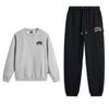 Li Ning Trendy Letter Print Round Neck Pullover Drop Shoulder Loose Long Sleeve Hoodie And Mid Waist Long Pants Set Men Sets AWDU515-6+-AKLU519-1