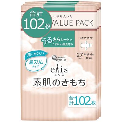 Eris Bare Skin Feeling Super Slim with Wings 27cm for Daytime 102 Pieces (Especially Use) [Bulk Purchase]