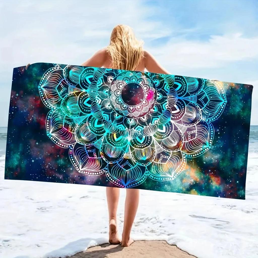 Mandala Pattern Microfiber Beach Towel - Soft, Absorbent, Quick-drying - Perfect for Swimming, Camping and Bathing