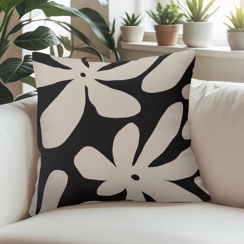 Graphic Bloom Square Jacquard Pillow Cover for Sofa Office Waist Cushion Cover Home Decorative Pillowcase