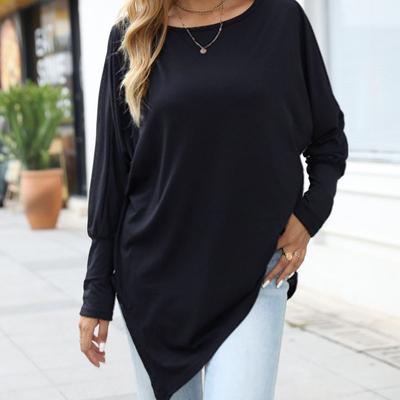 Spring and Autumn Women's Blouse Long-sleeved Irregular T-shirt Casual Loose Plus Size Tops