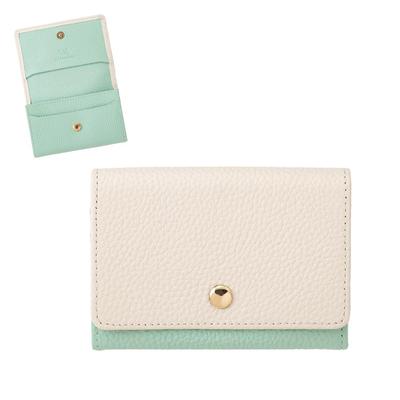 Chiocciola Genuine Leather Card Case, Business Card Holder, Women's (MintIvory)
