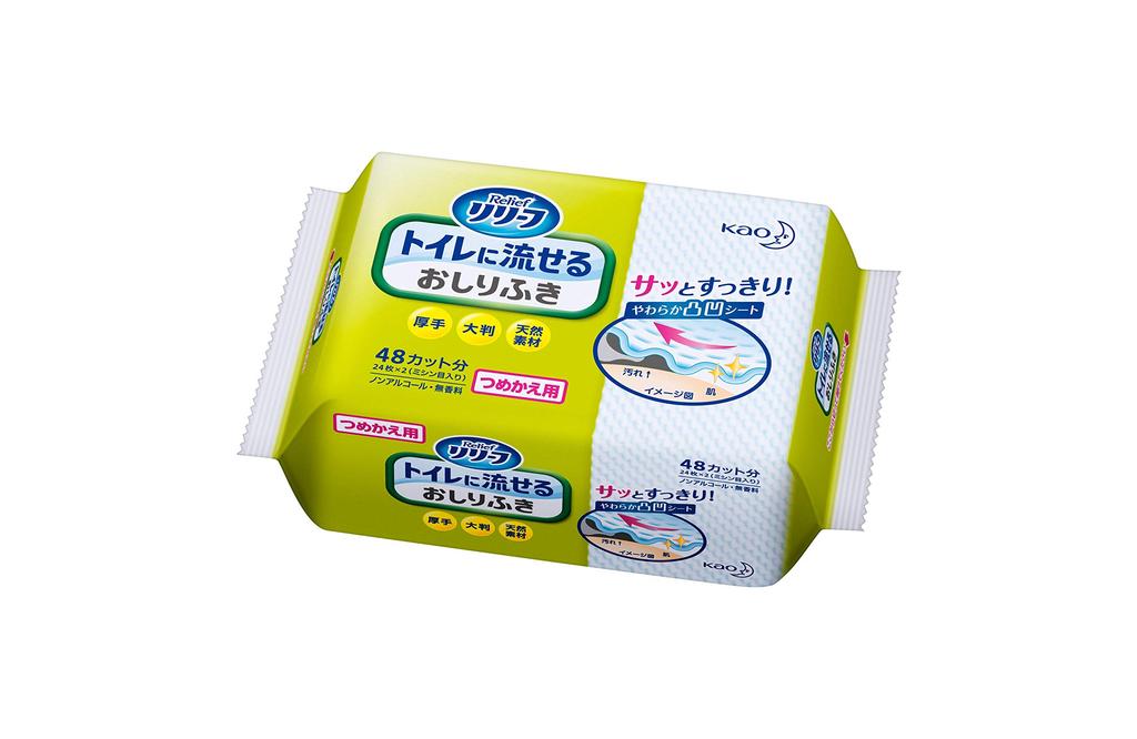 Lingettes jetables pour bébé Kao Relief, 24 feuilles, recharge, (48 coupes)