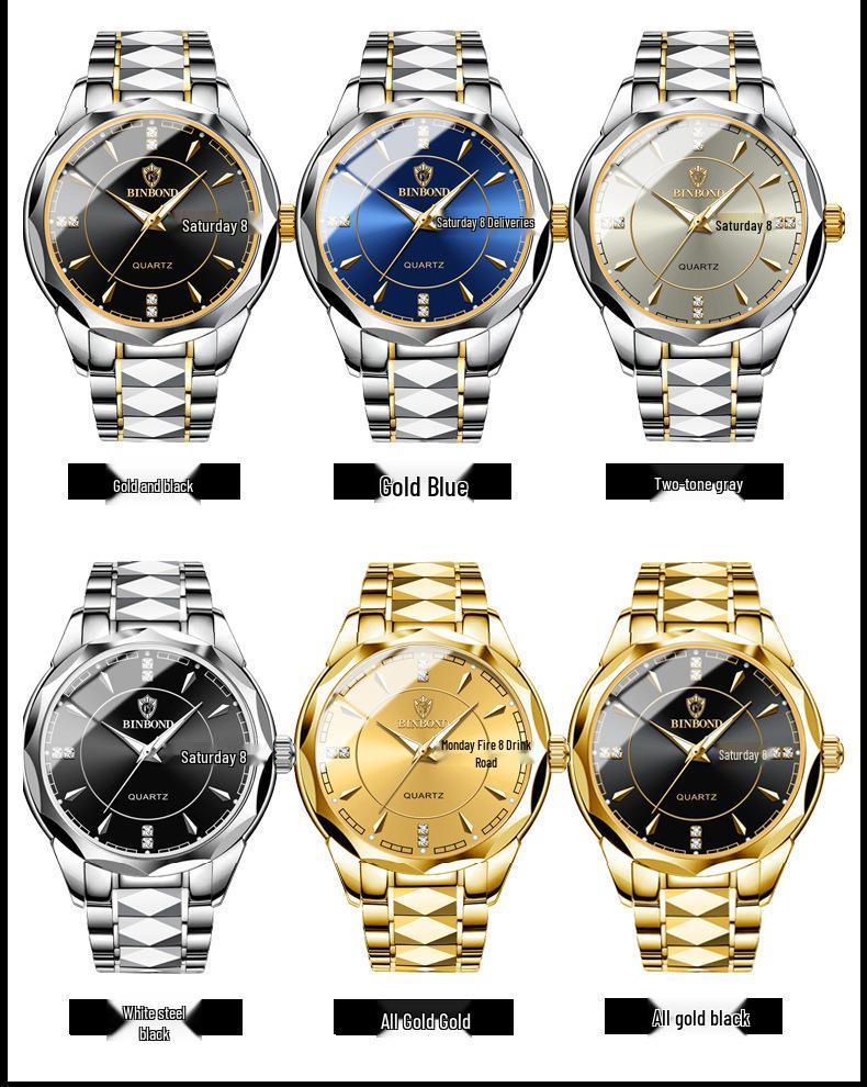 Tycoon Gold Men's Stainless Steel Double Calendar Waterproof Watch