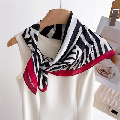 68cm Wild Zebra Printed Square Scarf for Women's Spring Summer New Imitation Silk Scarf Trendy Versatile Shawl Scarfs Headscarf