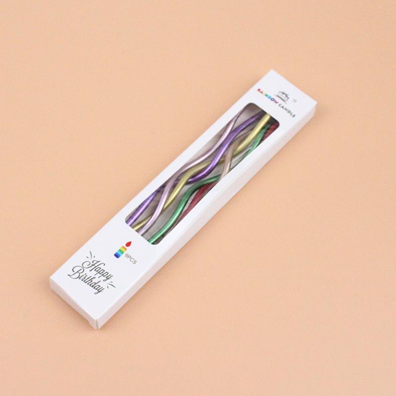Birthday Cake Gold-plated Colorful Retro Curve Thread Candle Creative Party Baking Gradient Color Curved Candle