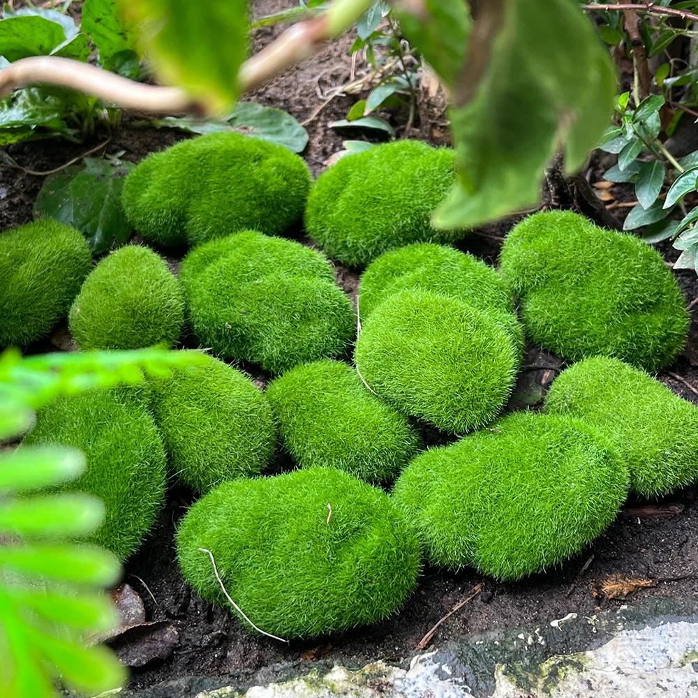 Simulation Moss Stone Artificial Moss Rock Ball Fake Green Plant for Home Garden Micro Landscape Pot Decoration Creative Crafts