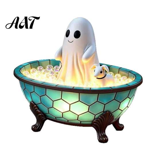 Spooky Home Decor for Parties Ghost Bubble Bath Lamp, Cute Night Light Halloween Decor, Decorative Bedroom & Puppy Lamp Indoor Living Room Decoration