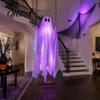 Fließender weißer Stoff Geist Dekoration Hängende Schaukel Halloween Dekoration mit Fernbedienung & LED-Lichterkette, Wasserdichte gruselige animierte für den Außenbereich Garten