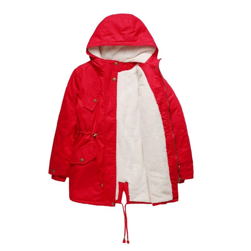 European Size Autumn and Winter New Women's Cotton Coat Women's Solid Color Hooded Parka Coat Thick Cotton Coat Fleece-lined Cotton Coat