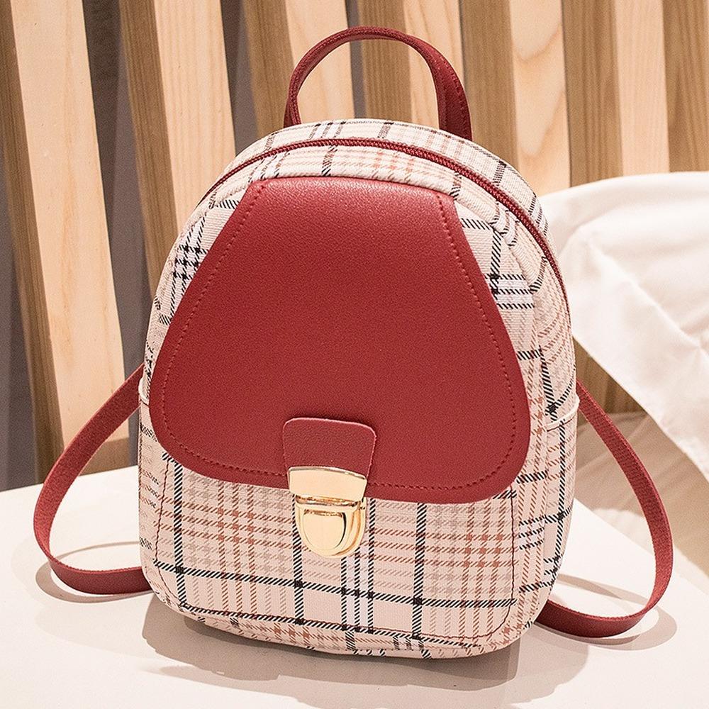 Mini batoh Crossbody taška pro ženy - dospívající dívky Kostkovaná kabelka přes rameno Módní dámský batoh Colorblock