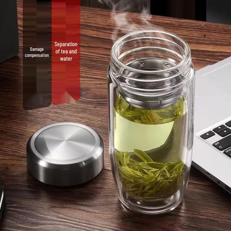 OLOEY Portable Double-Wall Glass Tea Infuser Bottle