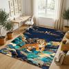 Tiger Spirit Theme Soft Crystal Velvet Rug Custom Name & Text Print Non Slip Floor Rug for Bedroom Living Room
