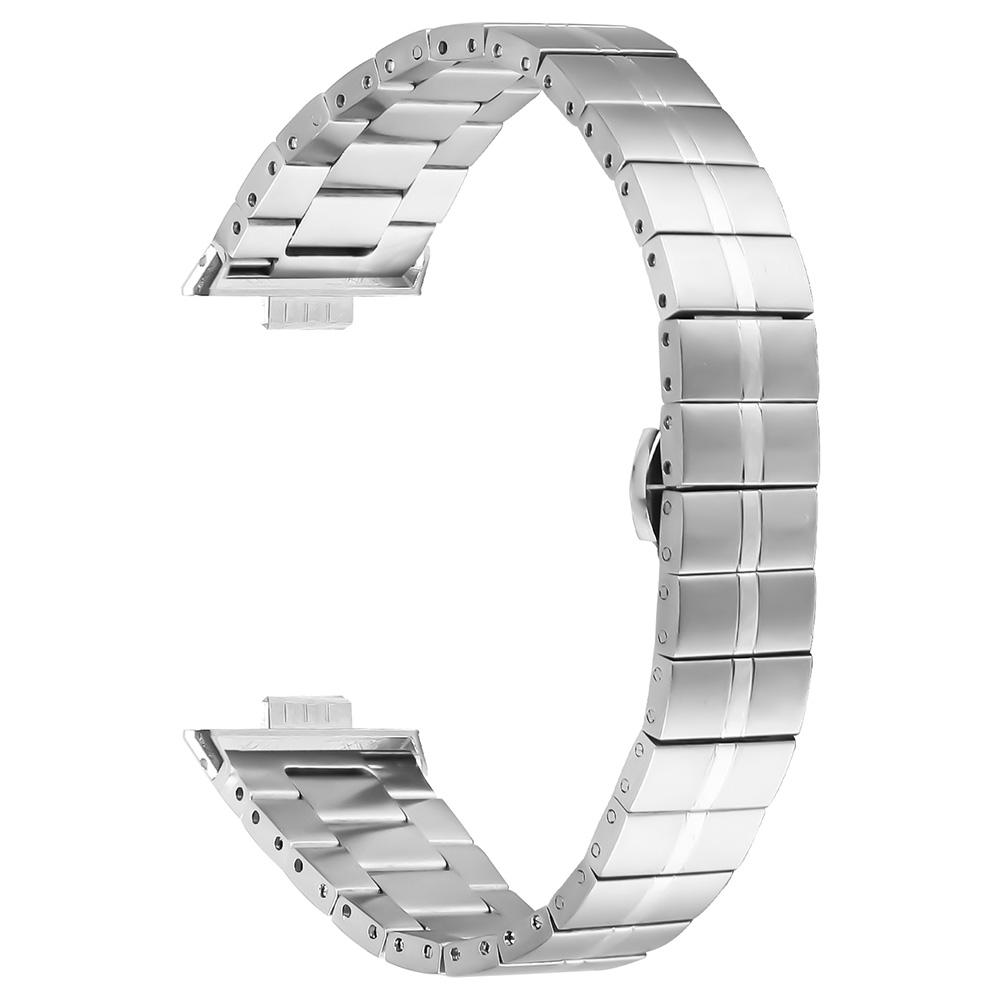 

For Huawei Watch Fit 3 Stainless Steel Watch Strap One-Bead Mesh Metal Band Silver