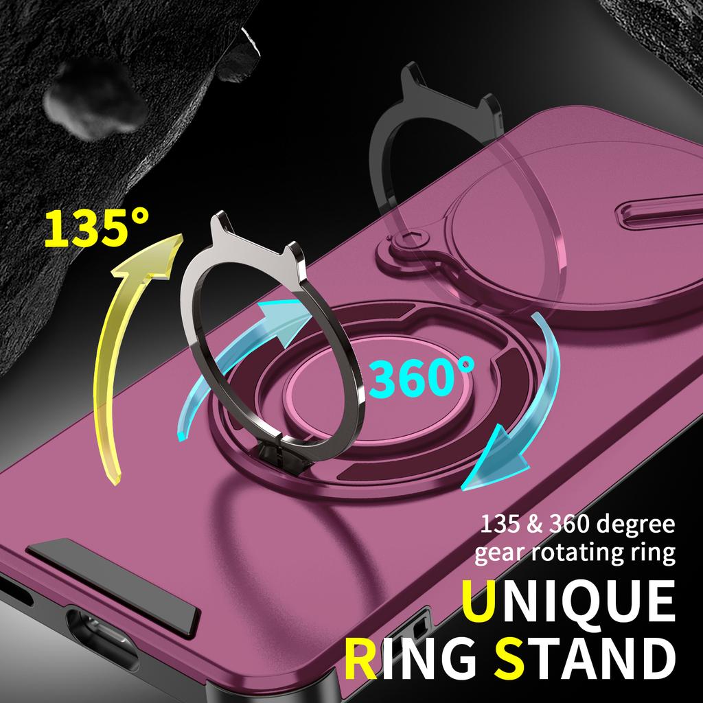 Magnetic Metal Ring Stand Armor Case For Honor X9d X70 Magic 8 Lite 5G Slide Push Window Lens Protection TPU Plastic Phone Cover