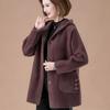 Mittelalterliche und ältere Frauen 2024 Frühling und Herbst Neuer Nerz-Fleece Damenmantel Hochwertiger Stoff für Mütter Plus Size Plus Strickjackenmantel
