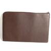 BVLGARI L-shaped zipper logo Clutch bag Leather Brown/Black
