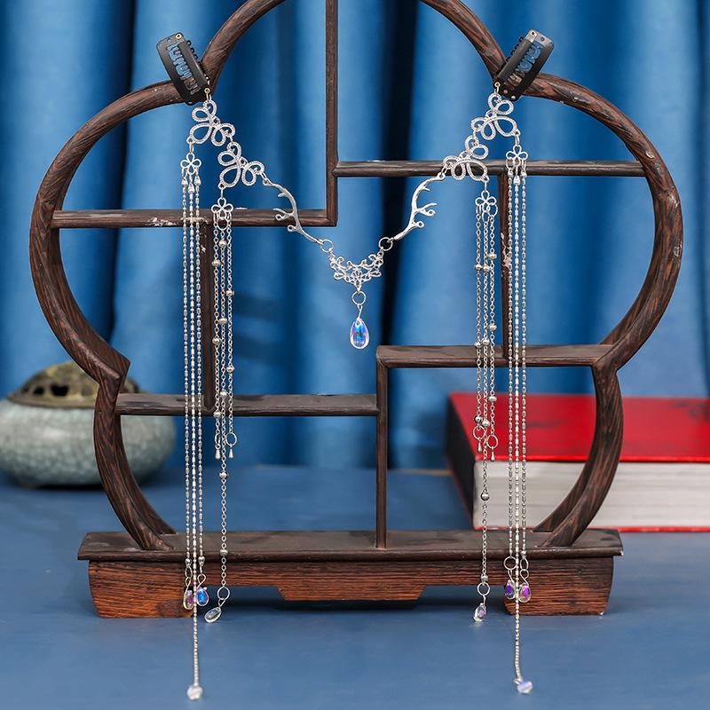 Vintage princeznovské vlasové doplňky: Řetízek na čelo a přívěsek na obočí s dlouhým střapcem