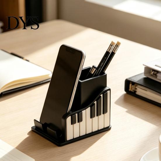 Creative Office Supplies Decor Piano Shape Pen Holder, Music Themed Organizer, with Phone Stationery Holder Design, Storage Box for And School Shaped