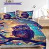 Owl Pattern Bedding Quilt Set Quilt Cover Pillowcase Home Decoration Birthday Gift (1 * duvet cover + 2 * pillowcase, without core)
