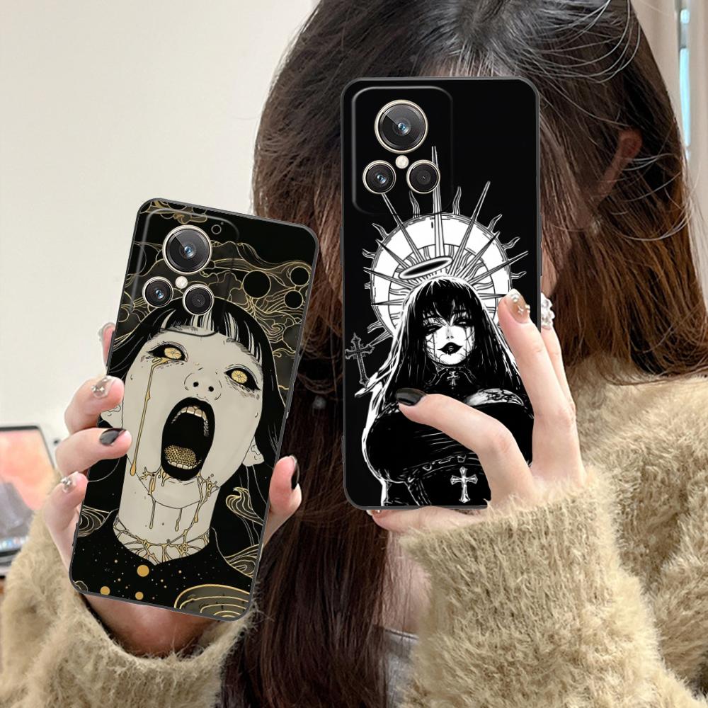 Terror Gothic Art Mobile Phone Case for Realme 15 14 13 12 11 10 9 Pro Plus T I Lite 5G Colorful Printing Cover Luxury Cover