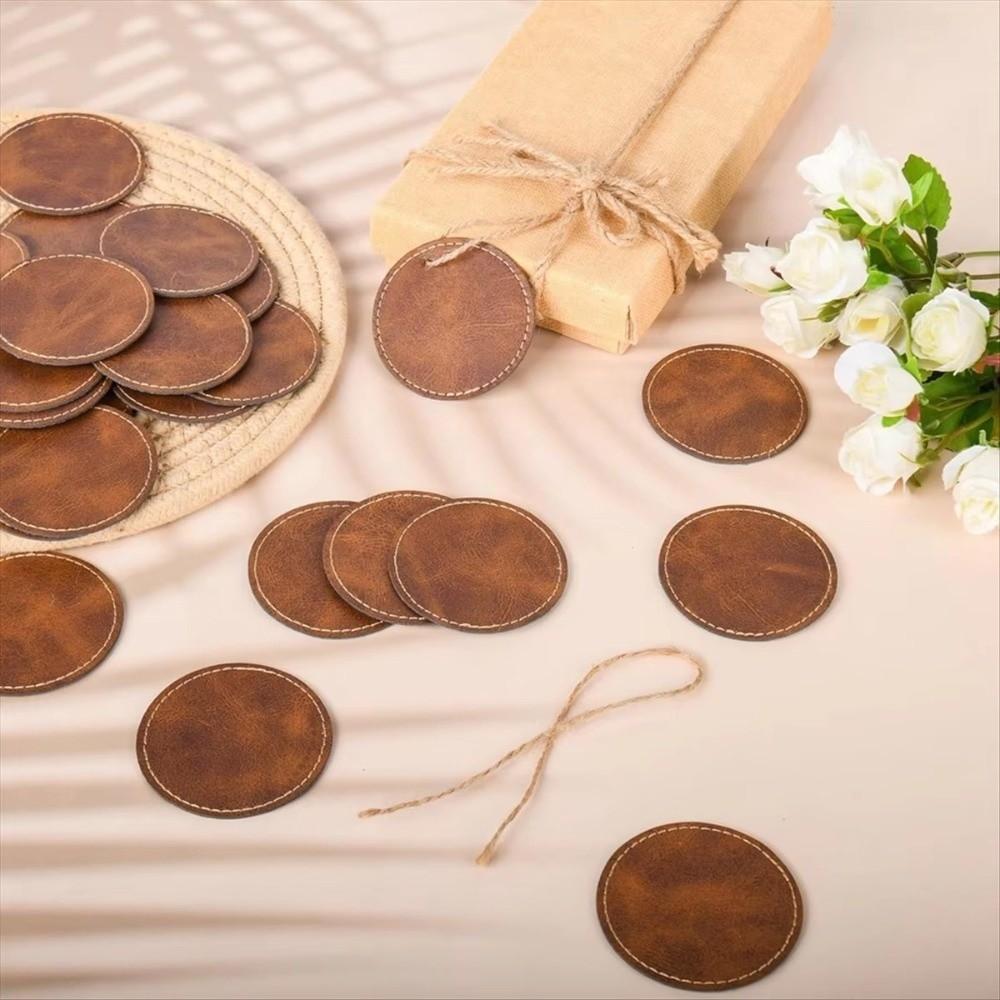 5/10Pcs Brown Leatherette Hat Patches 6.5cm Leather Labels  for Clothing Knitting Shoes Hat