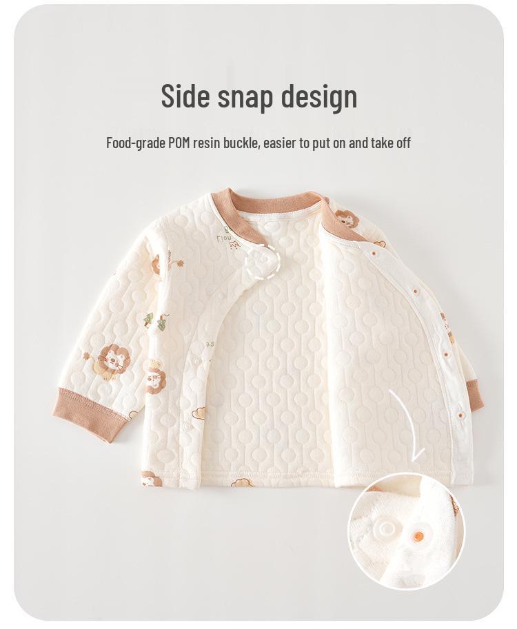 Noworodkowy Pikowany Bawełniany Zestaw Ciepłej Bielizny z Wysokim Stanem na Jesień/Zimę