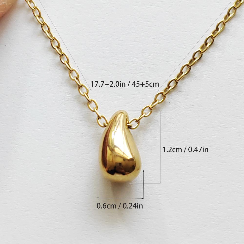 Mini 18K Gold Colorfast Teardrop Necklace - Handmade Mirror Polished Water Drop Design