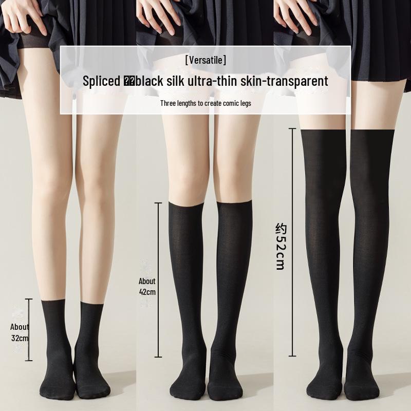 Dámské ultratenké černé hedvábné punčochy proti háčkům – letní punčochy nad kolena