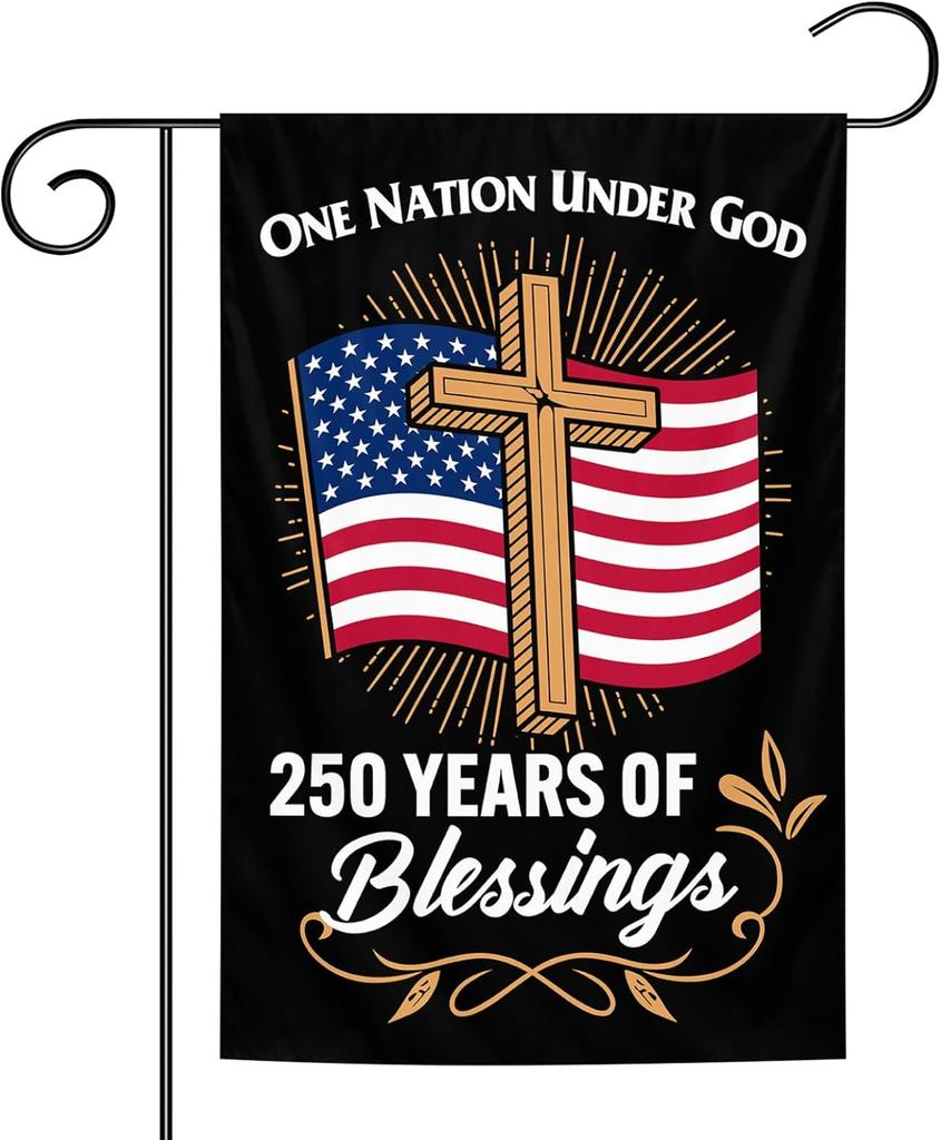 Blessings 250 Years Anniversary America Garden Ag 12x18 Inch One Nation Under God Patriotic Ag Double Sided Polyester Fo GGO