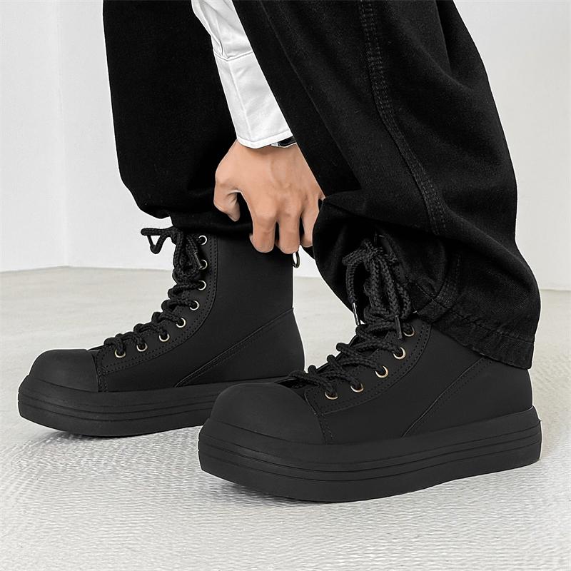 Fashion Couple's thick soled height increasing shoes Classic and trendy styles Outdoor leisure fashion party Daily Black youth shoes