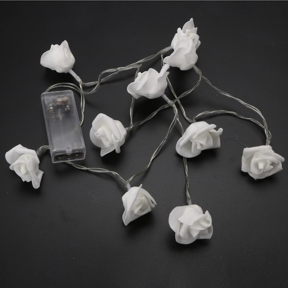 10LED Rose Flower String Lights Battery Operated For Wedding Home Party Birthday Festival Indoor Outdoor Decorations 1.2M