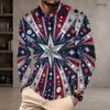 Men S Plus Size Round Neck Long Sleeve Geometric Star Printed Red Blue Silver Pullover T Shirt