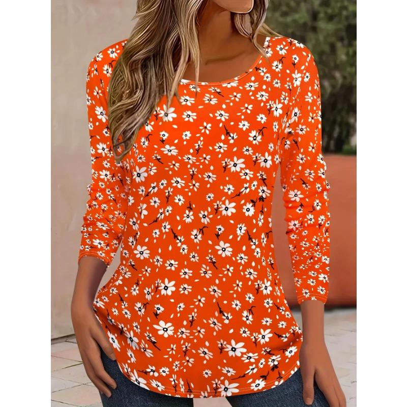 Floral 3D Print O-Neck Long Sleeve T-Shirts Fashion Pattern Women Clothing Casual Clothes Harajuku Female Clothing
