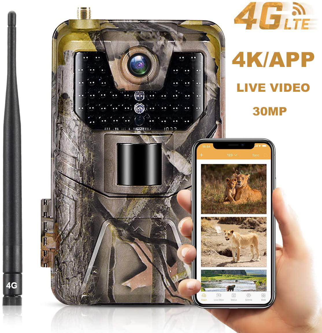 

4k Live Video App Trail Camera Cloud Service 4g 30mp Мисливські камери Cellular Mobile Wireless Night Vision Po Traps EU Version