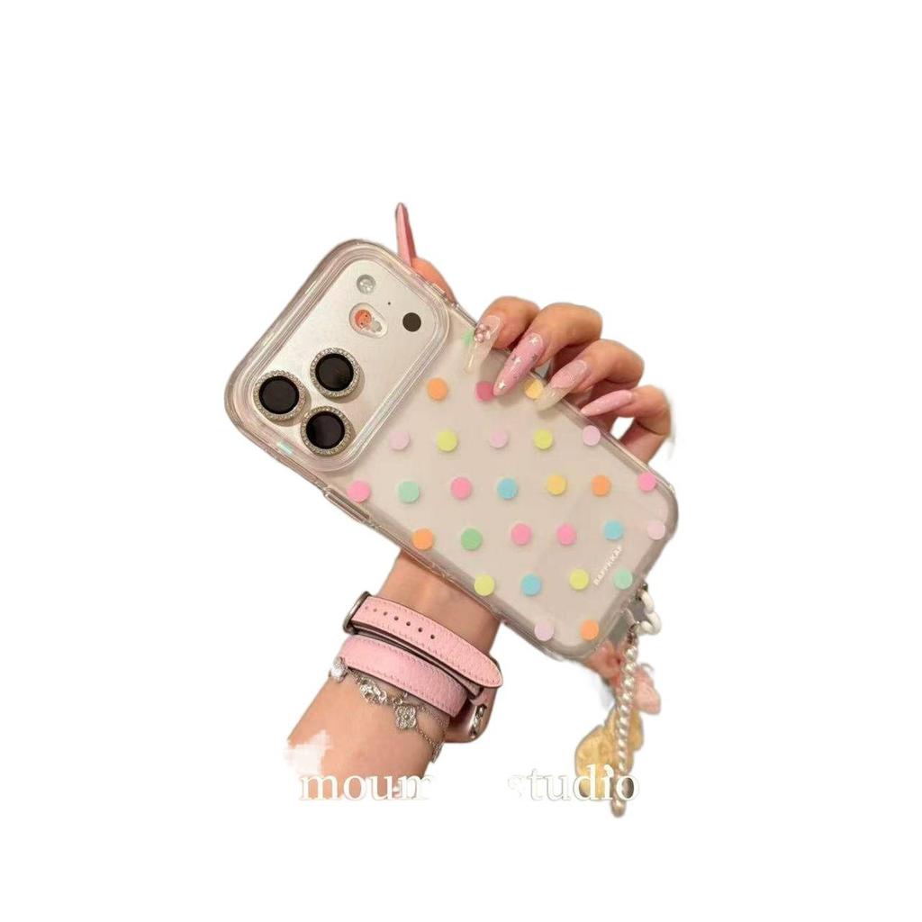 Niche simple color polka dot matte is suitable for Apple iPhone17promax mobile phone case 16pro female 15