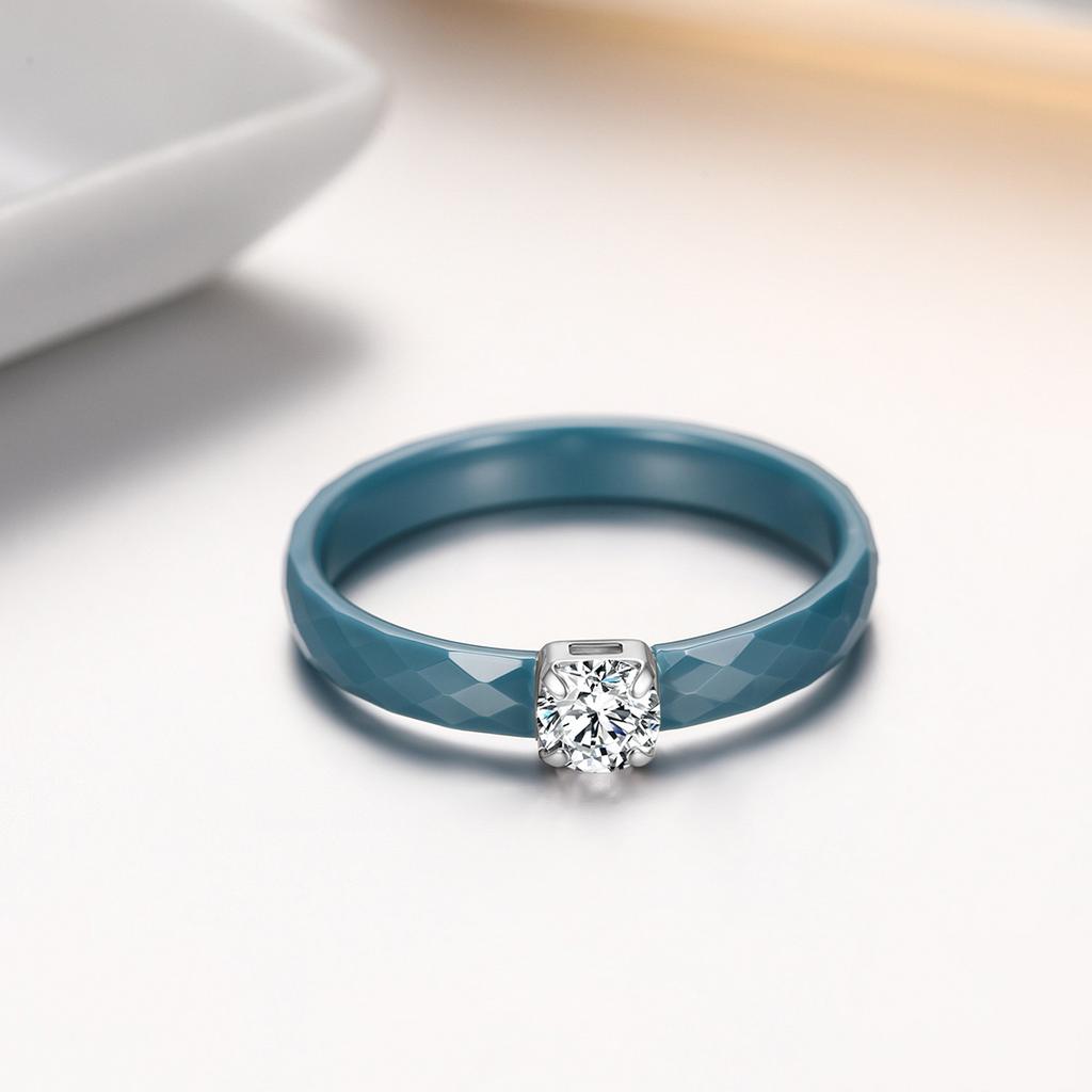 3mm Thin Ceramic Promise Ring for Women Minimalist Pink Green White Black