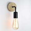 Modern Minimalist Iron Wall Lamp With Wooden Base For Bedroom Living Room Decor