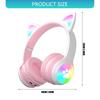 Active Noise Cancelling Wireless Bluetooth-compatible Cats  Ear Headphones Led Foldable Earphones TF Card Support
