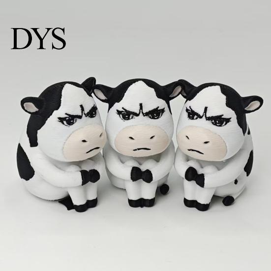 3D Printed Cow Toy Dairy Figurine, Cartoon Cattle Statue for Desk Decor, Figurine Mini Sculpture Home Office, Gift Animal Lovers Accessory