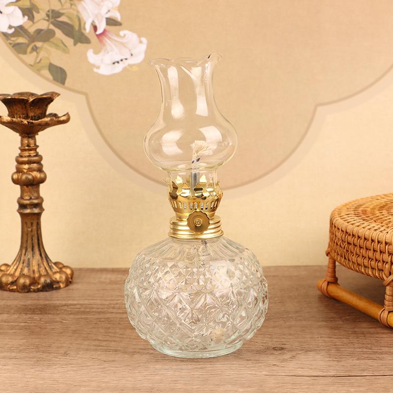 Retro Style Glass Oil Lamp Vintage Kerosene Lamp Antique Oil Lamps For Indoor Use Lamplight Tabletop Emergency Lighting Tool
