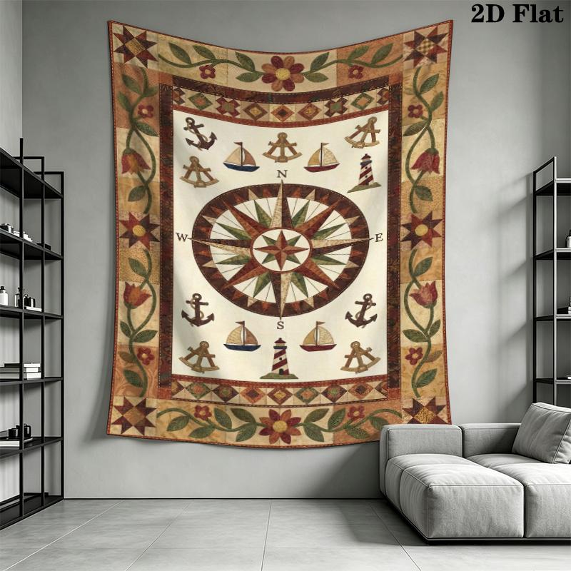 Compass Wall Tapestry Aesthetic Wall Hanging Printed Fabric Blanket Decorative Tapestries for Bedroom Living Room Home Decor