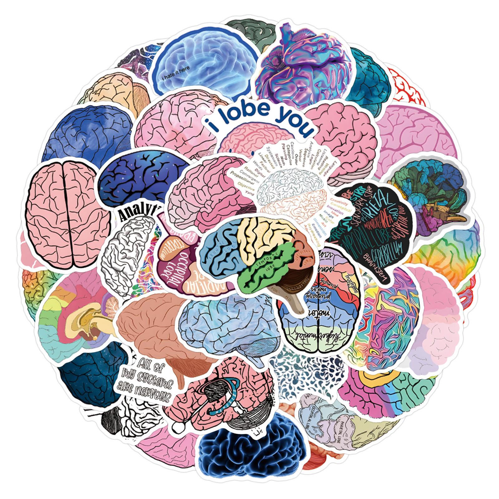 

55 New Brain Colorful Brain Stickers Personalized Decorative Suitcase Notebook Waterproof Stickers