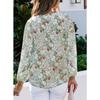 YYFS Women's Fashion Casual Spring Autumn Flower Pattern Print Long Sleeve V-Neck Blouses & Shirts