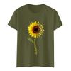 Sunflower Ladies Cute Print Short Sleeve Round Neck Front Shoulder Vintage Short Sleeve Summer Loose Shirt Top