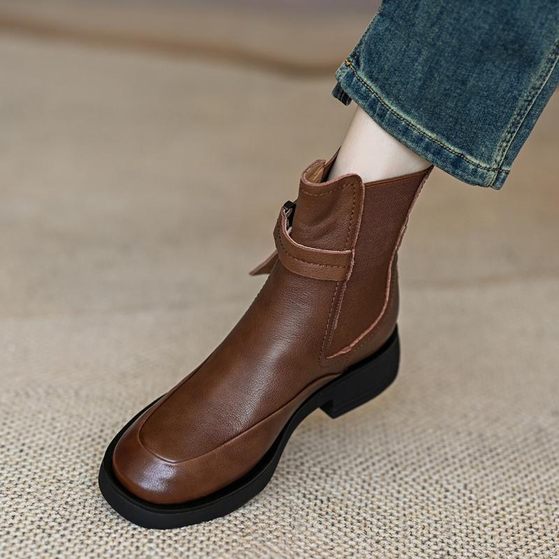 Dam Retro Chelsea Boots - Höst/Vinter 2025, Klack, Rund Tå, Elastisk Ankelkänga