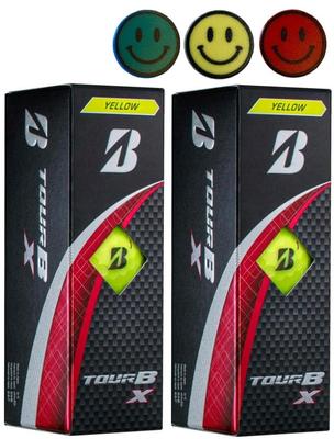 Golfball TOUR B X XS Modell 2024 2 Schläuche mit 3 Ballmarkierungen (X_Gelb_2 Ärmel)
