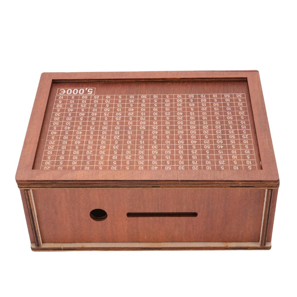 5000 Euro Savings Challenge Box Retro Wooden Cash Saver Piggy Bank for All Ages Home Decor