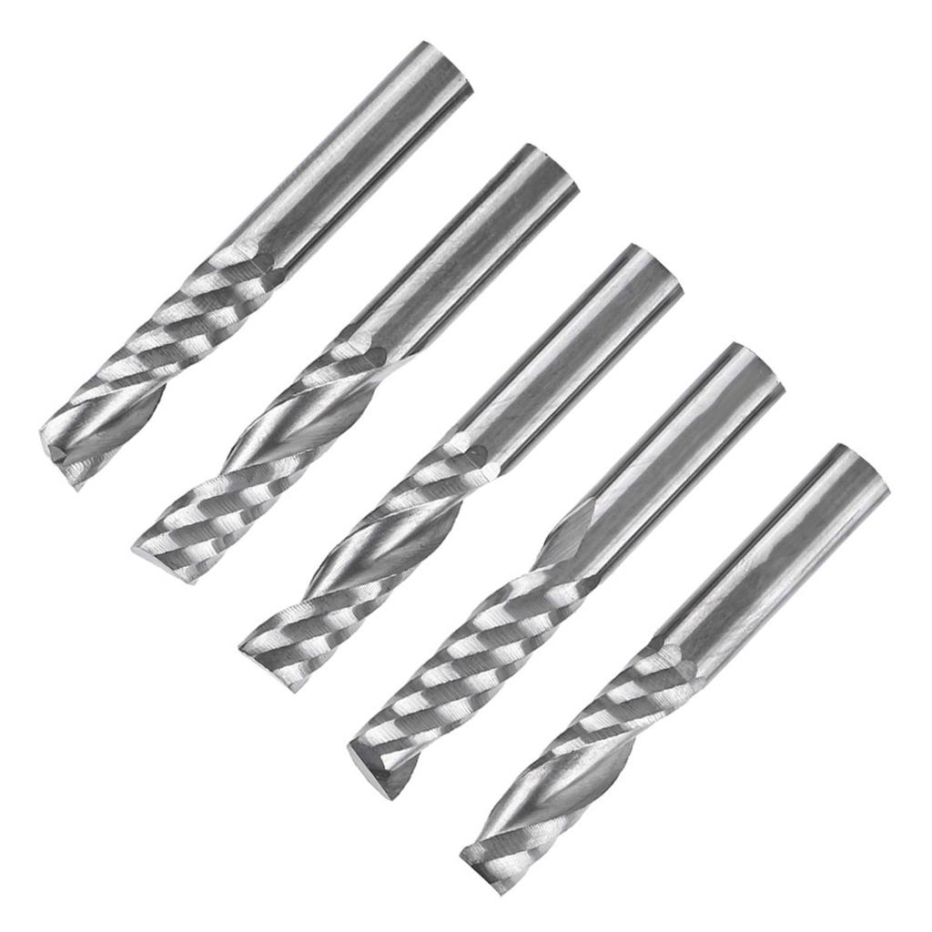 5pcs 6mm Shank Tungsten Carbide Single Flute End Mills Spiral Cutters CNC Milling Bits