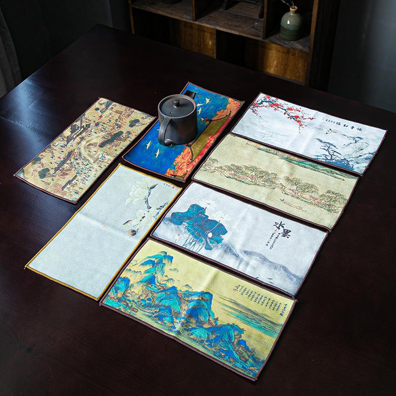 Chinese Multi-use Absorb Water Thickened Table Towel Creative Concise Style Tea Napkins Cloth Tea Ceremony Decoration New